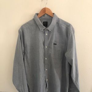 RVCA Slim Fit Grey Button Down Shirt Size XL